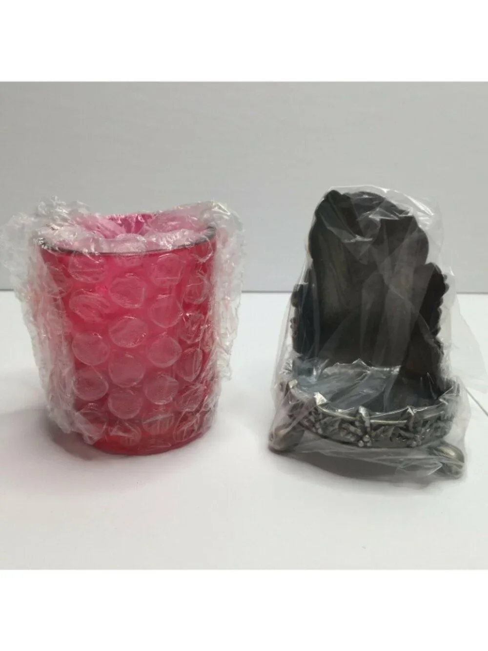 Home for the Holidays Christmas Votive Candles & Tray Set of 4 Santa Angel Snow